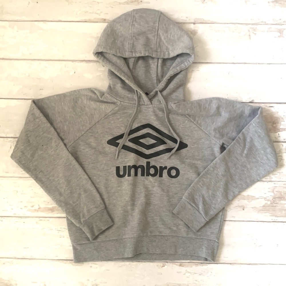 Umbro XS Women’s Teen Cropped Hoodie Sweatshirt Gray Black Teen Size X Small